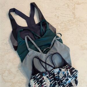 Athleta and Lululemon Blue and Green Sports Bras Collection